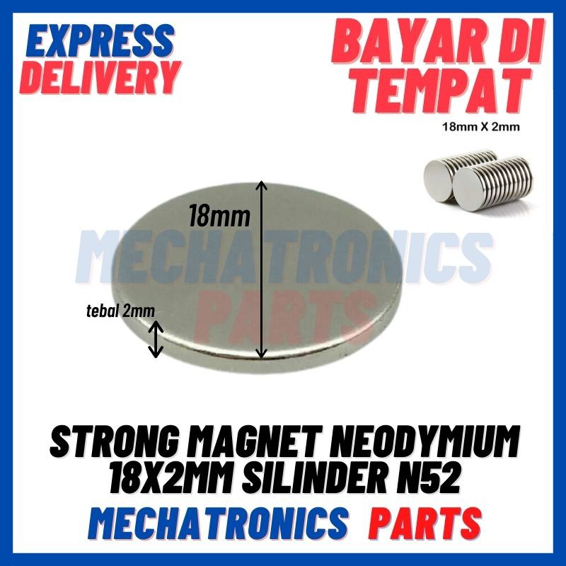 [MGT-9007] STRONG MAGNET NEODYMIUM 18X2MM SILINDER DIAMETER 18 TEBAL 2 MM N52