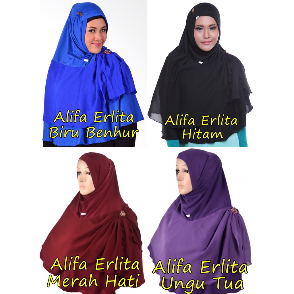 ALIFA ERLITA Jilbab Bergo Kerudung Hijab Instan Syari Langsung Pakai