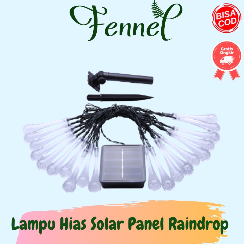 Lampu Hias Dekorasi Raindrop Solar Panel 30 LED 6.5 Meter Warm White SP030