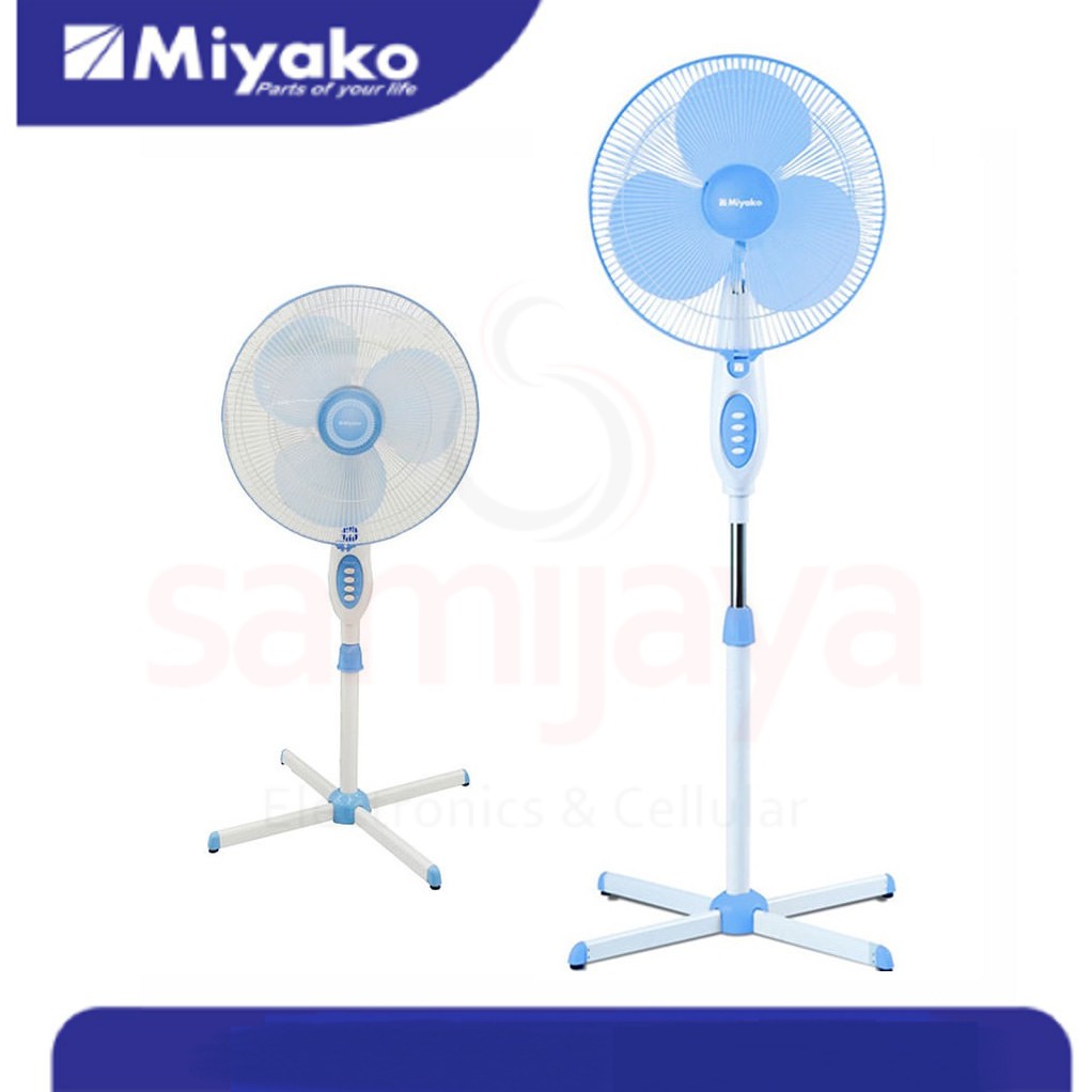 KIPAS ANGIN BERDIRI STAND FAN MIYAKO KAS-1618B GB / KAS 1618B / KAS 1618 B BESI  KAKI SILANG BERGARANSI