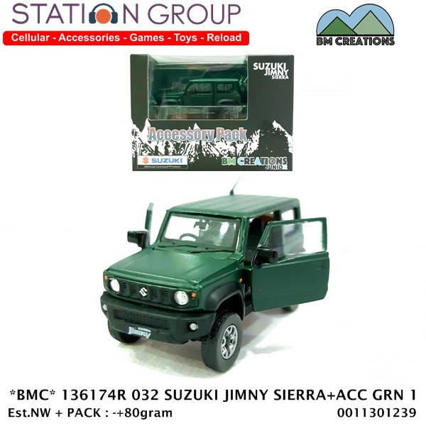 BM CREATIONS 136174 #032 SUZUKI JIMNY SIERRA + ACCESSORIES GREEN 1-64 DIECAST