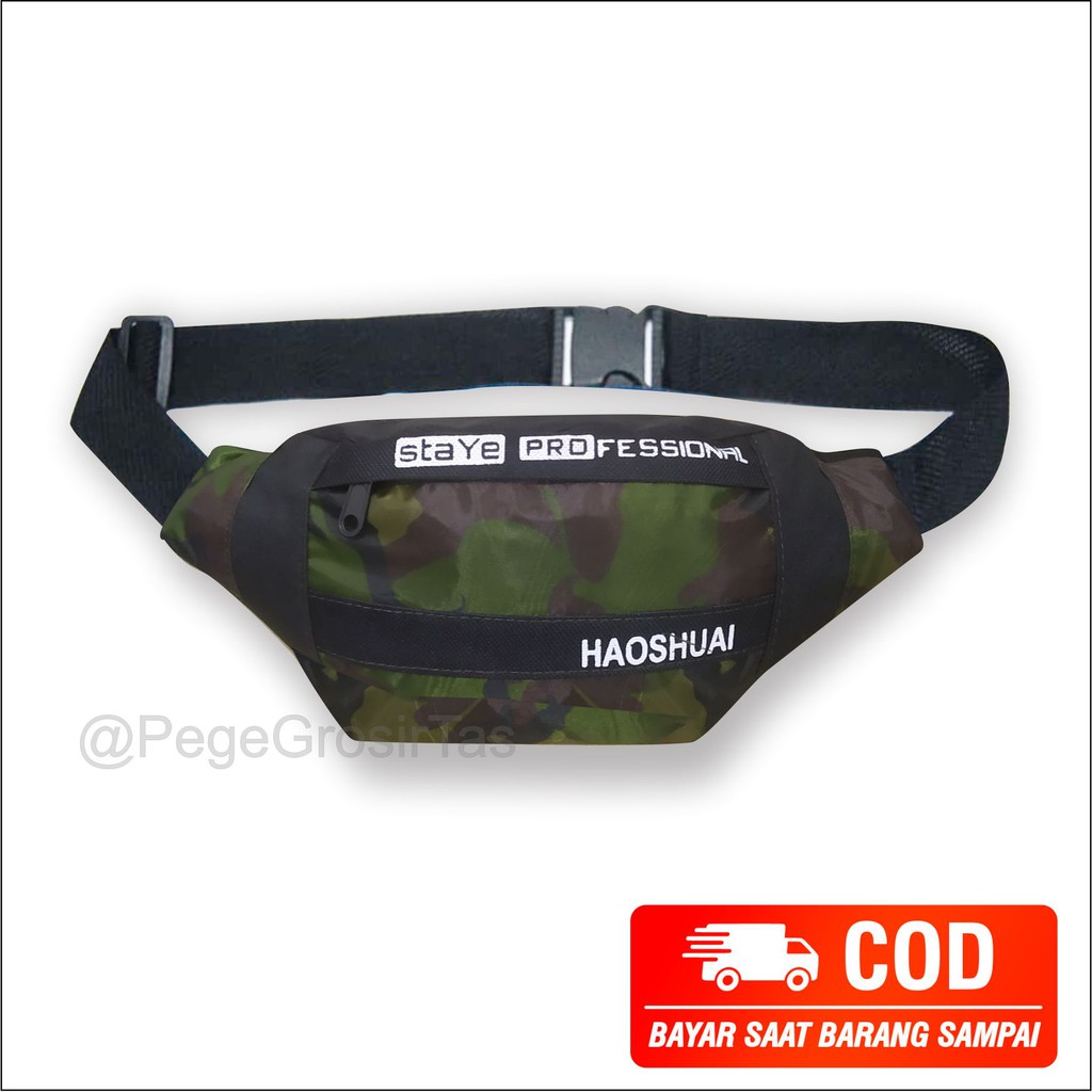 Tas Pinggang Waistbag Pria Motif Doreng Selempang Slingbag Bahu Kasual Army - PG - 8856