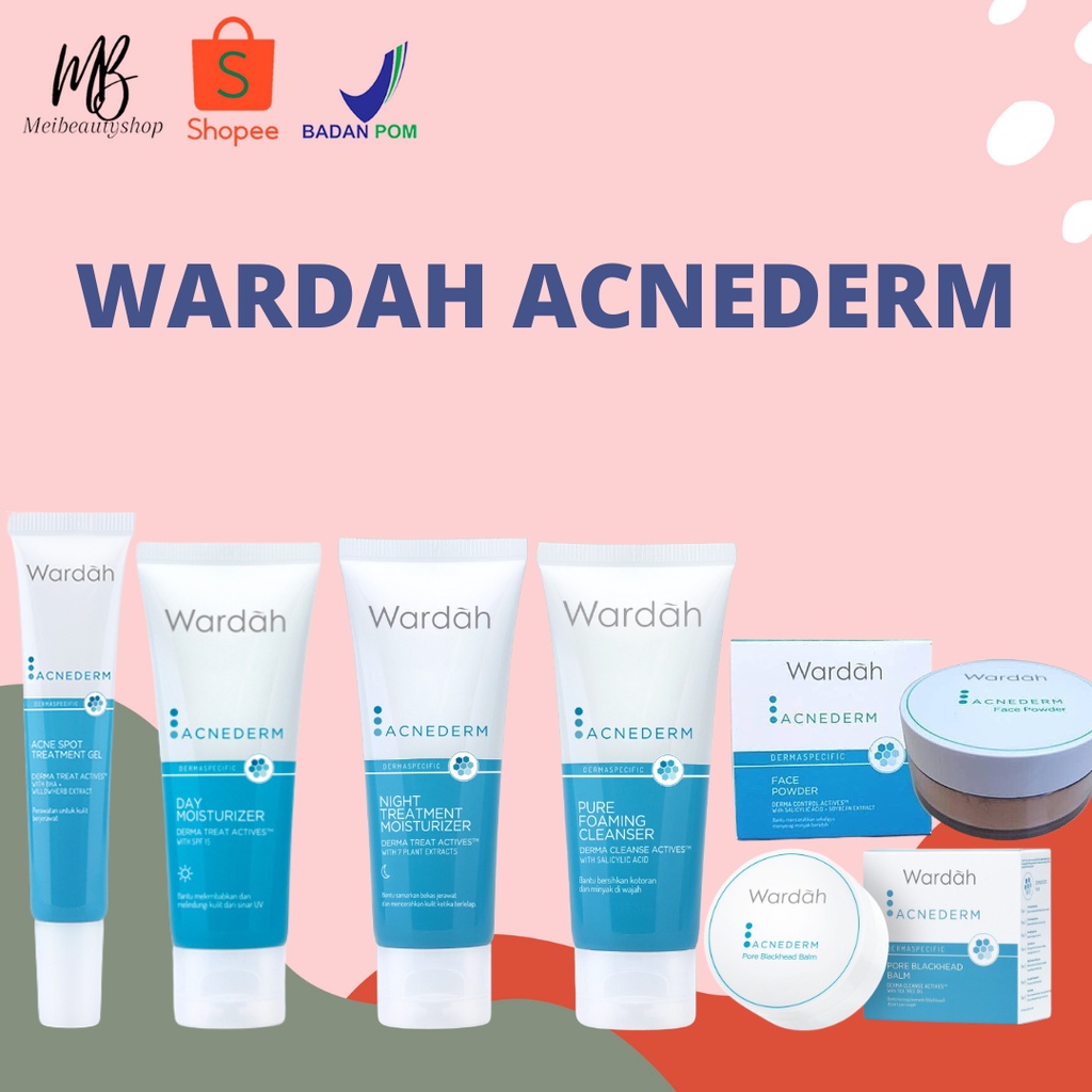 Wardah Acnederm Series Cleanser | Toner | Day | Night Cream | Acne Pore Blackhead Balm | Acne Spot Gel