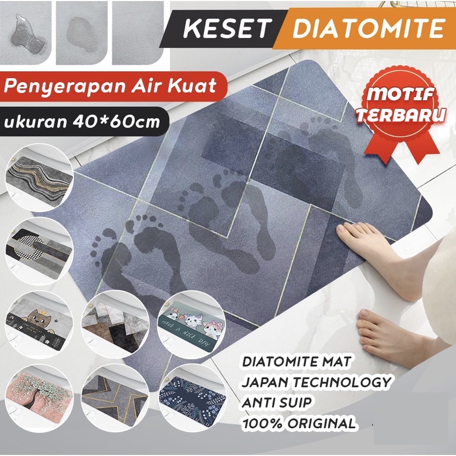 Keset Kaki Nyerap Air Diatomite Anti Slip / Keset Batu Kamar Mandi 7 Motif