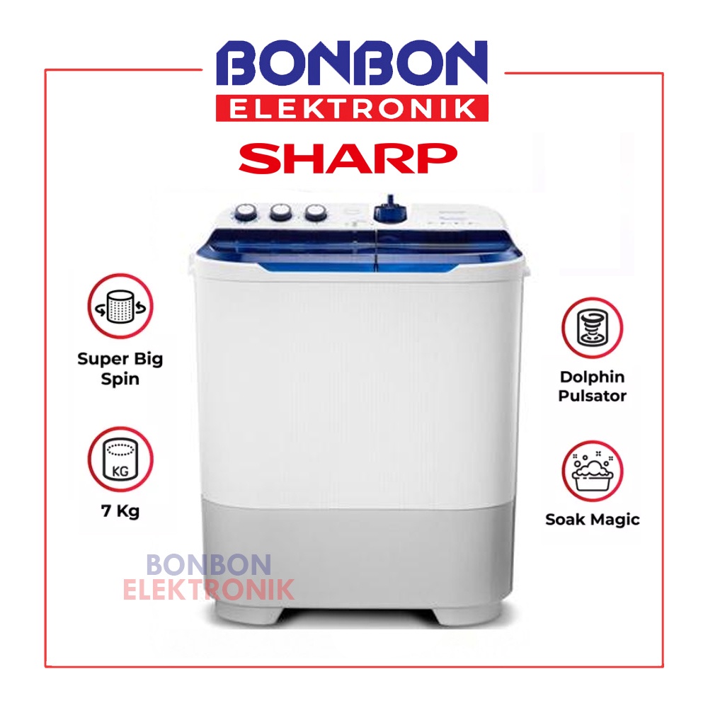 Sharp Mesin Cuci 2 Tabung 7KG ES-T77DA-BK