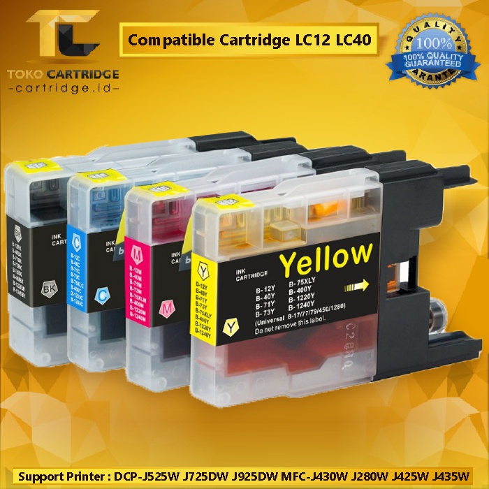 Cartridge Tinta Compatible LC12 LC40 LC71 LC73 LC75 LC400 LC1220 LC1240, Tinta Printer Brothr DCP-J525W J725DW J925DW MFC-J430W J280W J425W J435W J625DW J5910CDW J6910DW