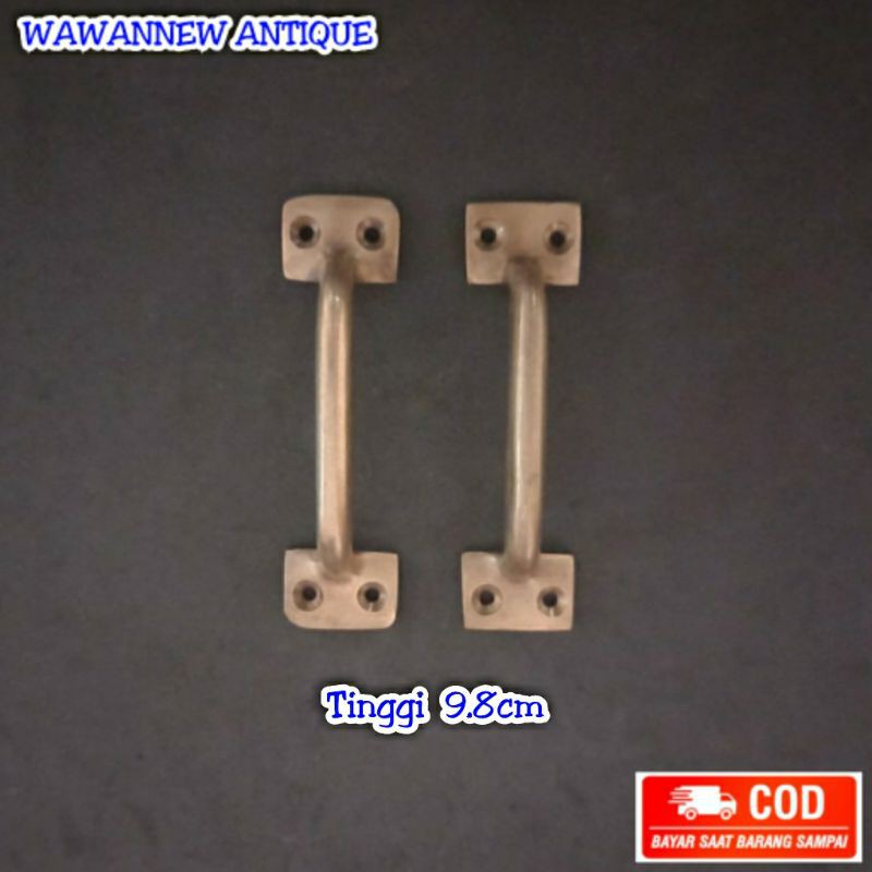 Handle / Tarikan Laci Lemari Pintu Rumah Kuningan Antik 9.8cm