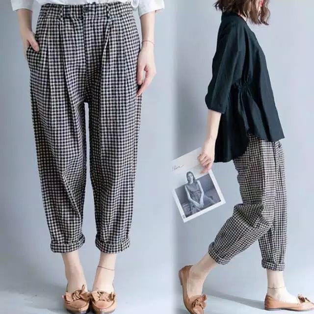 VS GG - CELANA panjang wanitaKOTAK-KOTAK  BOXI  PANTS