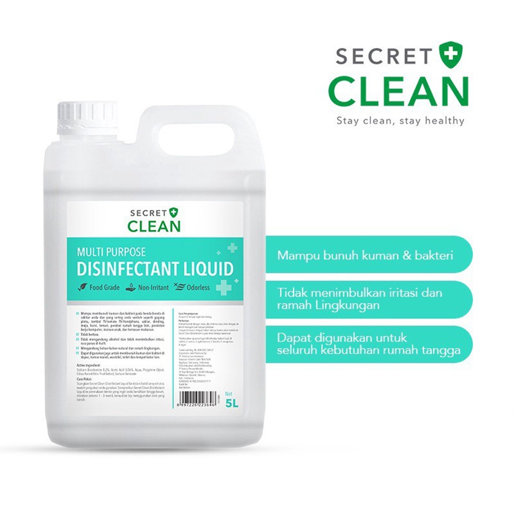 Secret Clean Disinfectant 5 Liter - Cairan Disinfektan 5L