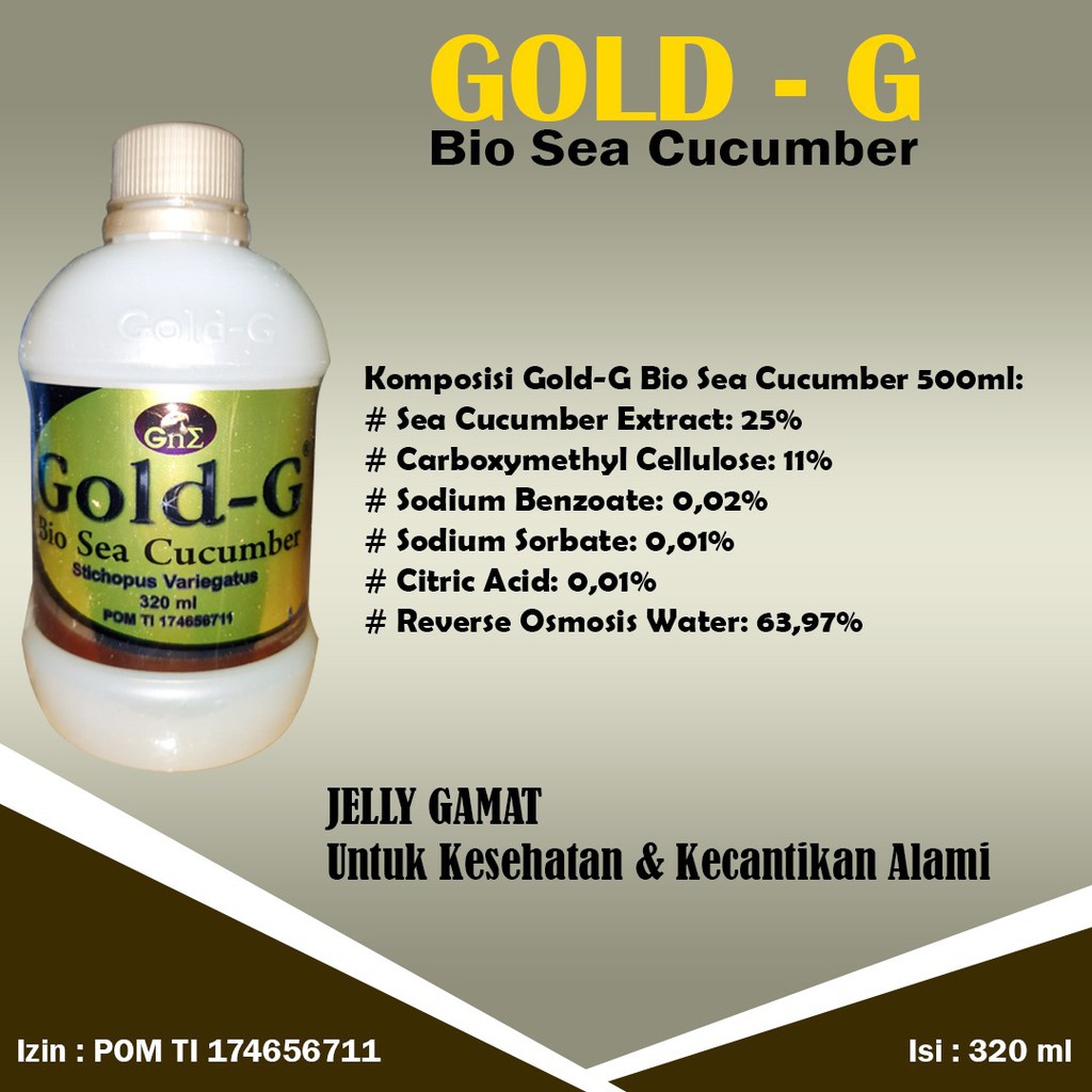 Gold G 320ml Jelly Gamat Bio Sea Cucumber Untuk Mengatasi Masalah Pada Pencernaan