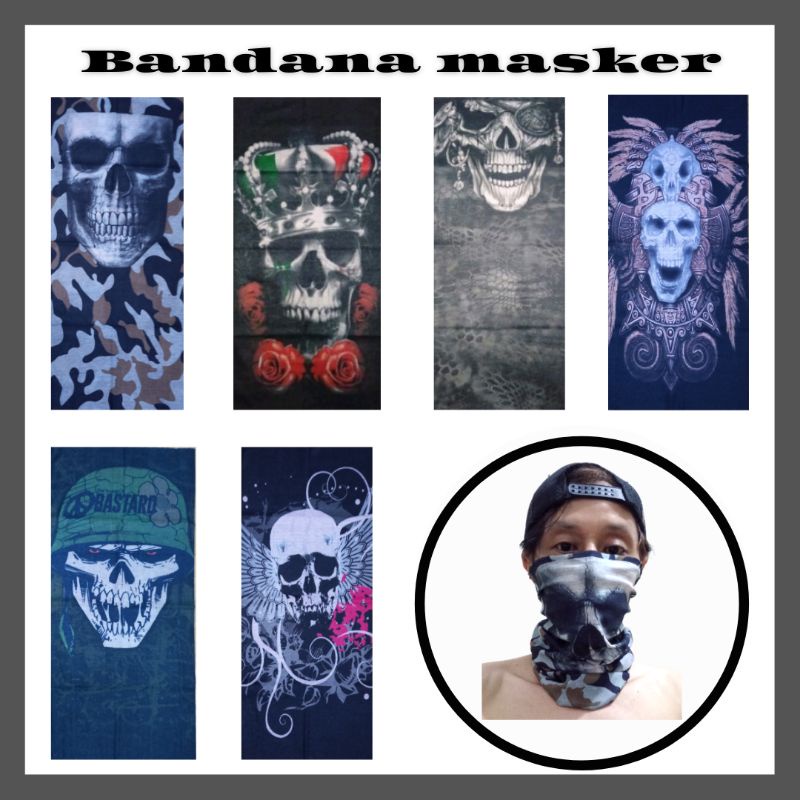 Masker bandana slayer pengendara motor multifungsi non jahit murah gambar tengkorak