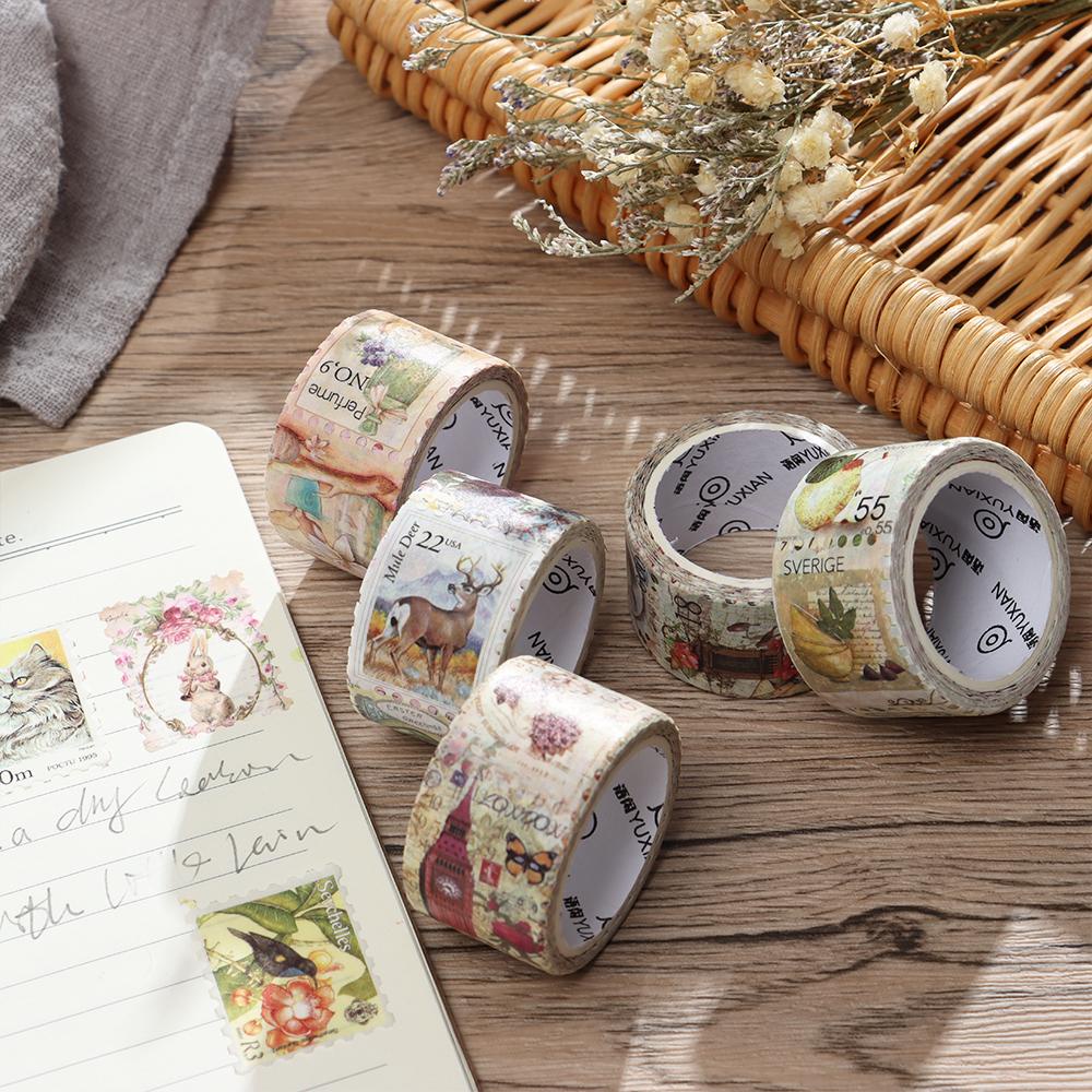 R-flower Washi Stiker Retro Diary Planner Jurnal Vintage Stamp Tape