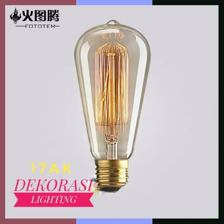 Lampu Bohlam Edison Filamendt Non Led Pijar 40Watt Dimmer Design Kafe