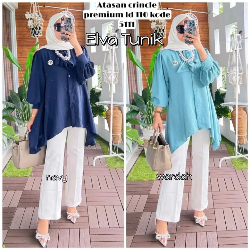 Elva tunik bahan crinkle