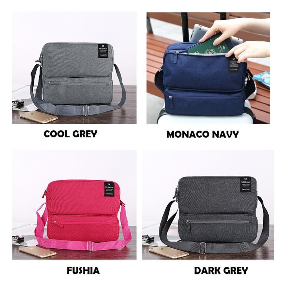Travel bag korean / selempang bag / travel organizer bag - Abu-abu