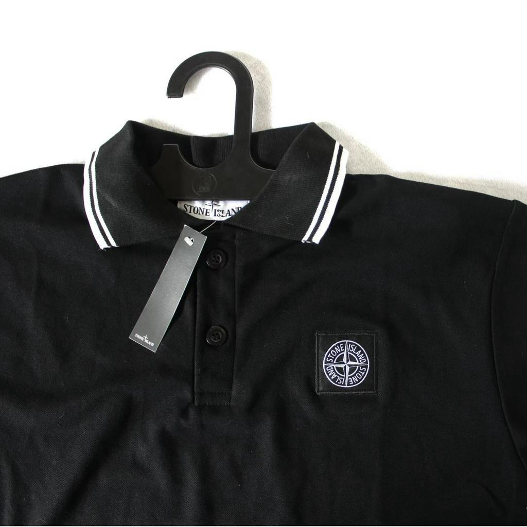 Kaos Polo Stone Island Full Tag Kaos Polos Black Polo Shirt