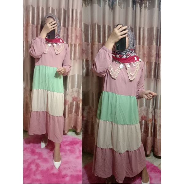 Midi dress pelangi MEIJIWANG