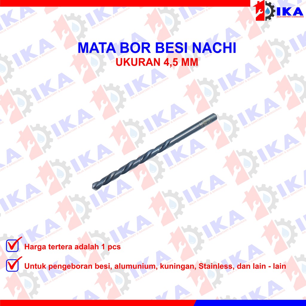 Mata Bor Besi NACHI HSS  1 1.5 2 2.5 3 3.5 4 4.5 5 5.5 6 8 mm ASLI (ORIGINAL 100%) HARGA PER 1BUAH