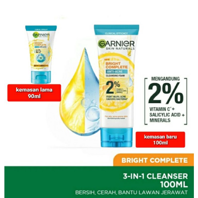 GARNIER BRIGHTCOMPLITE 3in1 ANTI ACNE FACEWASH 100ML