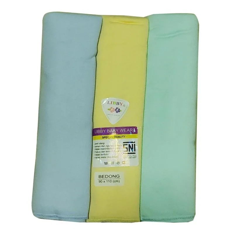 Bedong Libby Polos Warna 3pc SNI 90x110cm Bedong Bayi