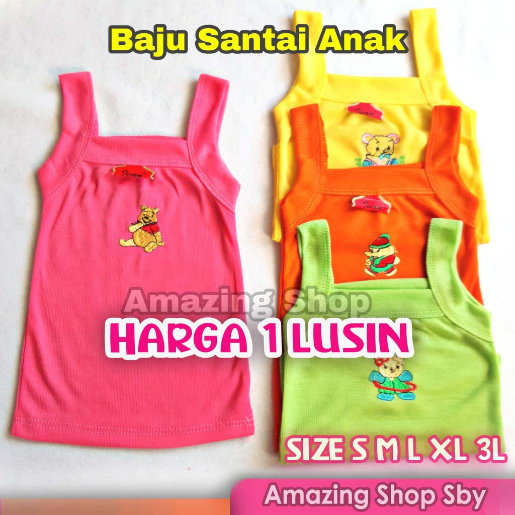 Grosir 1 Lusin (12 Pcs) Kaos Dalam Anak Singlet Anak Enji Stabilo Bordir Amazing Shop Surabaya