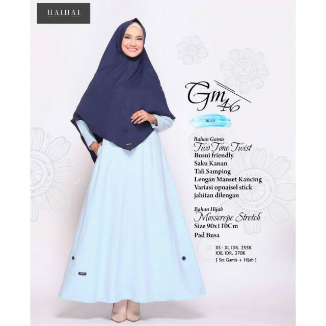 GAMIS HAIHAI GM 46/gamis haihai/gamis dewasa/gamis syari/gamis katun/gamis murah/gamis adem