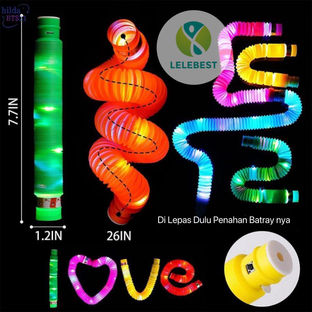 Mainan Viral CEV Light Up Pop Tubes Pop Pipes Mainan Lampu Stick Pipa Selang Fidget Toy