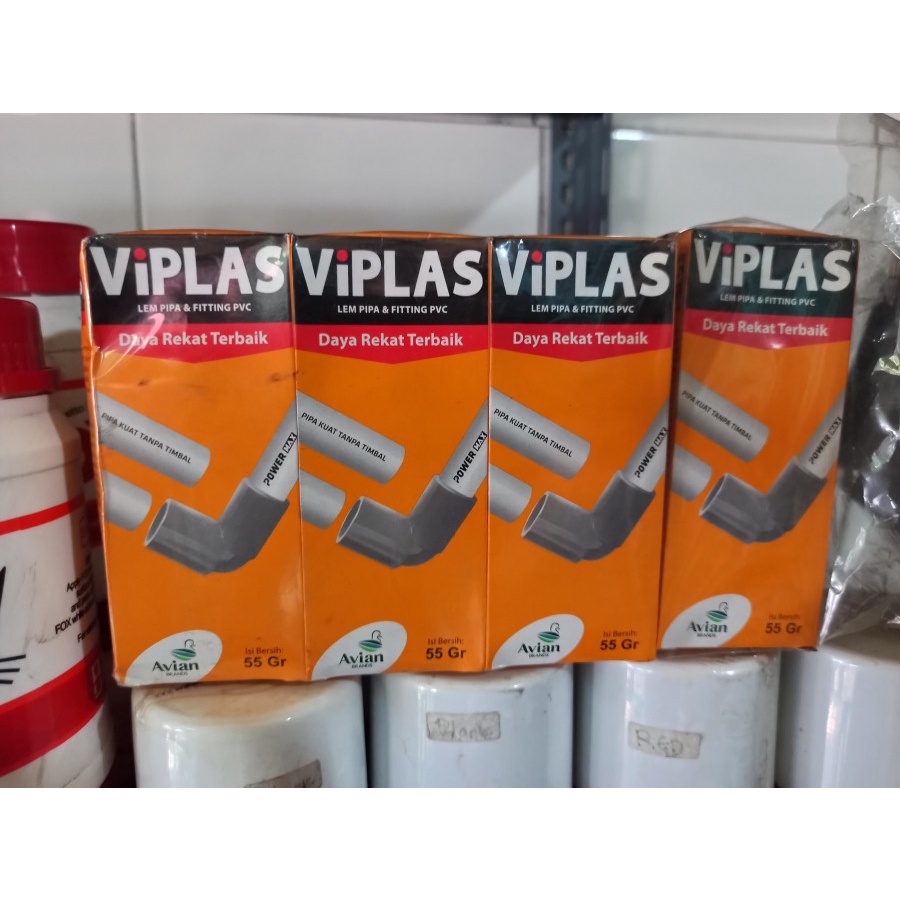 Lem Pipa dan Fitting Pvc Viplas 55 GRAM Avian / LEM PIPA PARALON PVC BOTOL 55gram by AVIAN BRANDS.