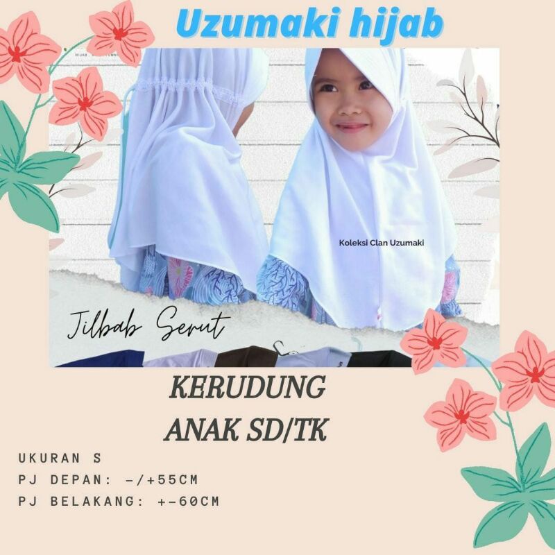JILBAB KERUDUNG SEKOLAH ANAK  SD/TK WARNA PUTIH (ORIGINAL)  | Jilbab Kerudung Instan Anak Tk Size S