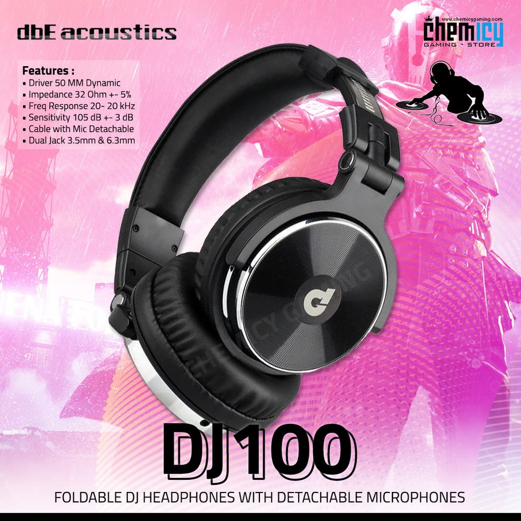 dbE DJ100 Foldable DJ Headphones with Detachable Cable