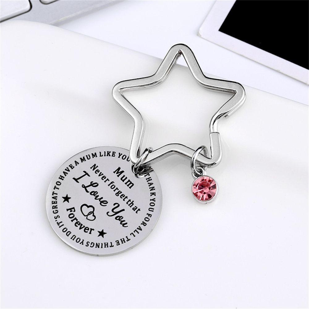 Lily Keychain Diamond Stainless Steel Gantungan Kunci Ukir Bulat