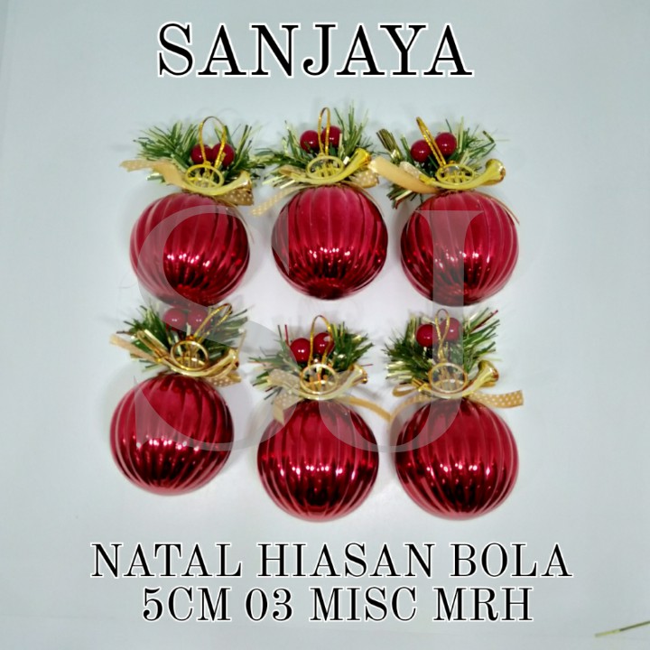 [1 Bks] Ornamen Hiasan Bola Pohon Natal / Aksesoris Bola Natal Gantungan Pohon Natal / Natal Hiasan Bola 5cm 03 Misc