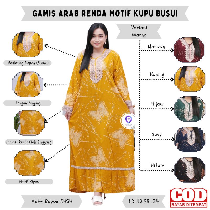 Baju Gamis Terbaru! Gamis Arab Renda Motif Kipas Wanita Dewasa | Daster Arab Lengan Panjang Busui