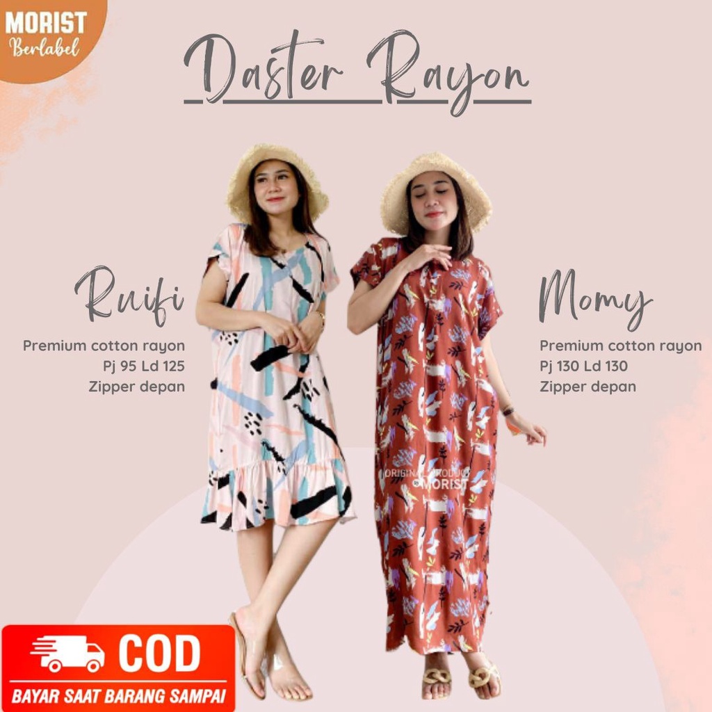 MORIST DASTER BUSUI FRIENDLY BAHAN RAYON MOTIF RUIFI PENDEK SELUTUT MOMY MAXY DRESS WANITA DEWASA LD