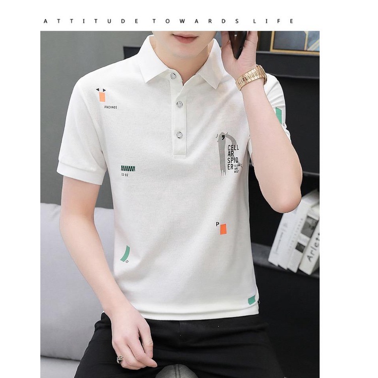 Mokokomo Atasan Wangky Pria Spider Lengan Pendek Polo Shirt Fashion Pria