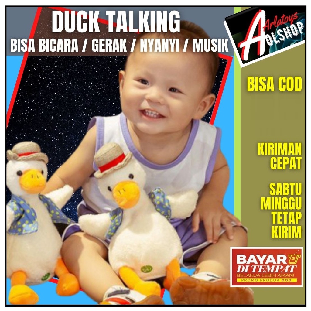 AK1 [Bisa COD] Mainan Boneka Bebek / Talking Duck Ducks / Bisa Bicara Ngomong Meniru Suara Bernyanyi