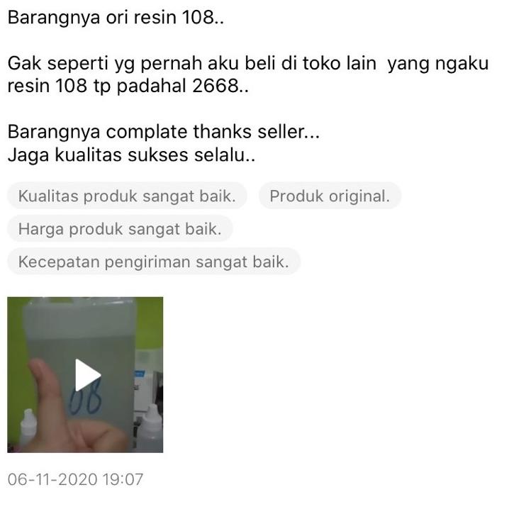 ֍ RESIN SUPER BENING 108(C-108B JUSTUS)1KG+KATALIS 30ml-RESIN BENING-RESIN 108-RESIN BENING 108 ♩