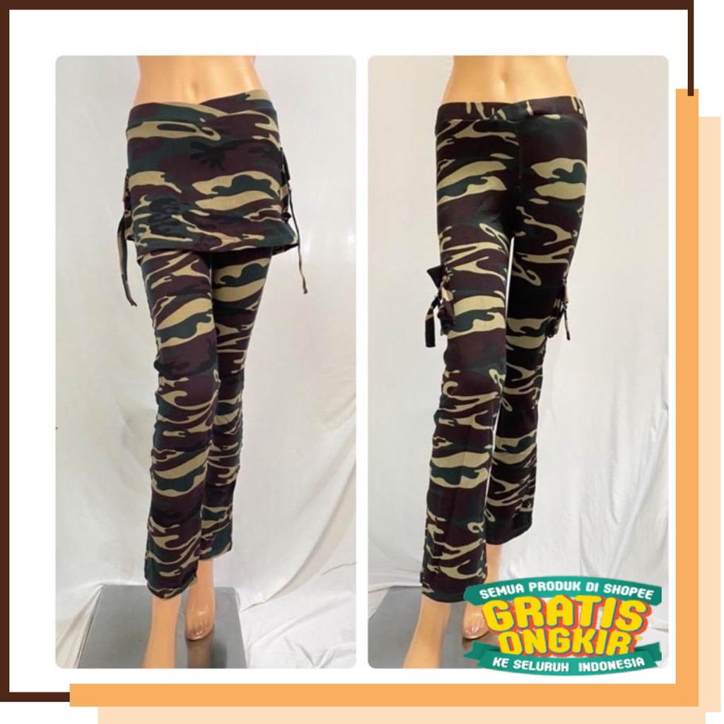 Warna Hitam Biru abu Grey MUda Gelap Pink Hijau Oren Merah / Celana Rok Kargo Kantong Army