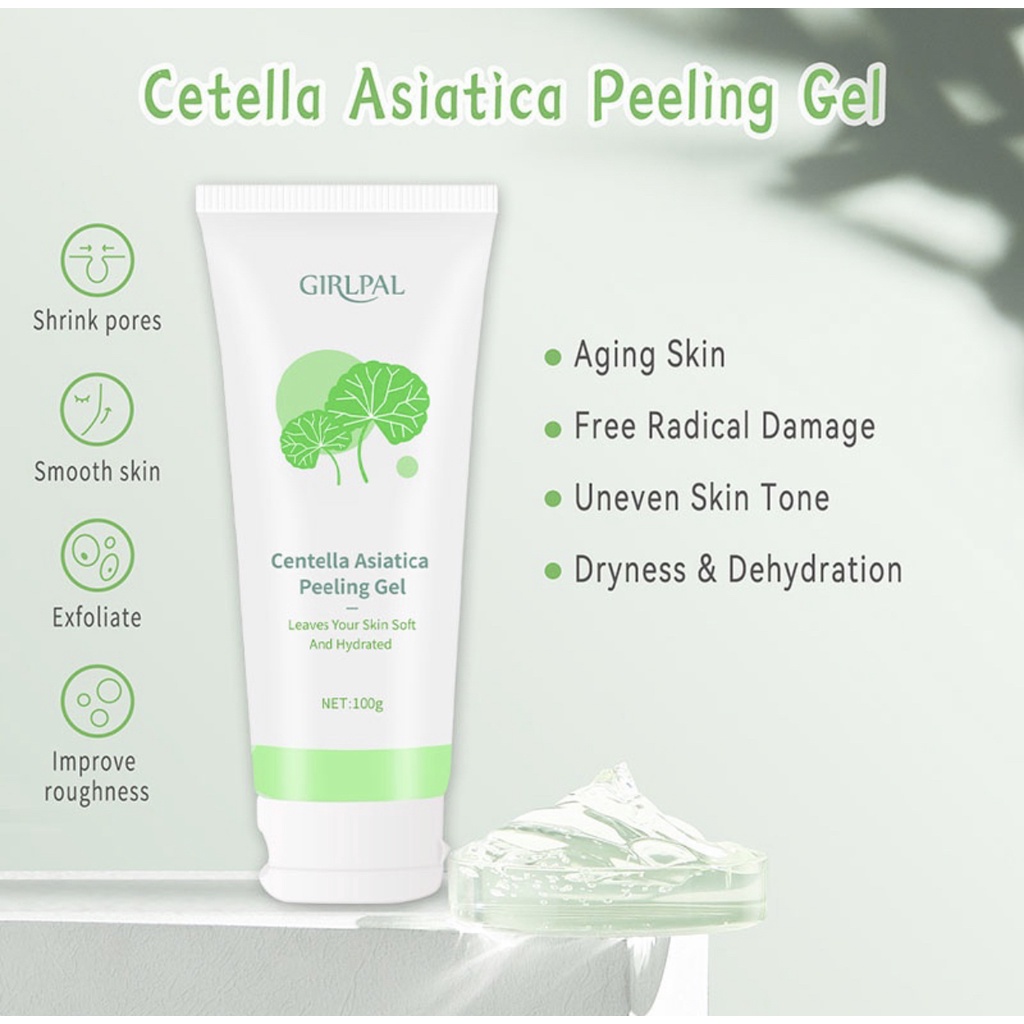 GIRLPAL Centella Asiatica Peeling Gel 100g Facial Glowing Blackhead Cleaner Body Exfoliating Mencerahkan Dan Mengangkat Sel Kulit Mati