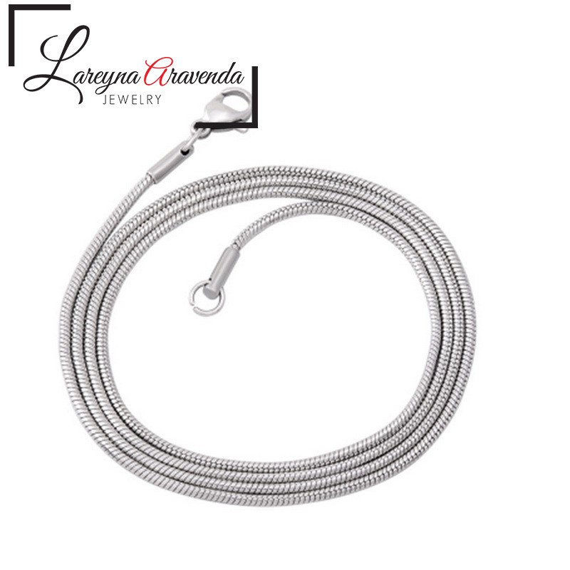 Kalung Pria Wanita Bahan Titanium Anti Karat Seumur Hidup Model Belut RT002