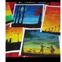 

lukisan di kertas karton putih | pemandangan