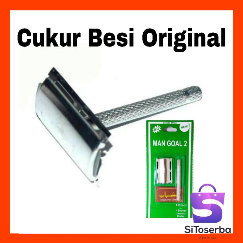 (ORIGINAL) ALAT CUKUR BESI ORIGINAL STAINLESS STEEL + SILET - KUAT - CUKUR JENGGOT MANUAL - CUKUR GILETTE GOAL