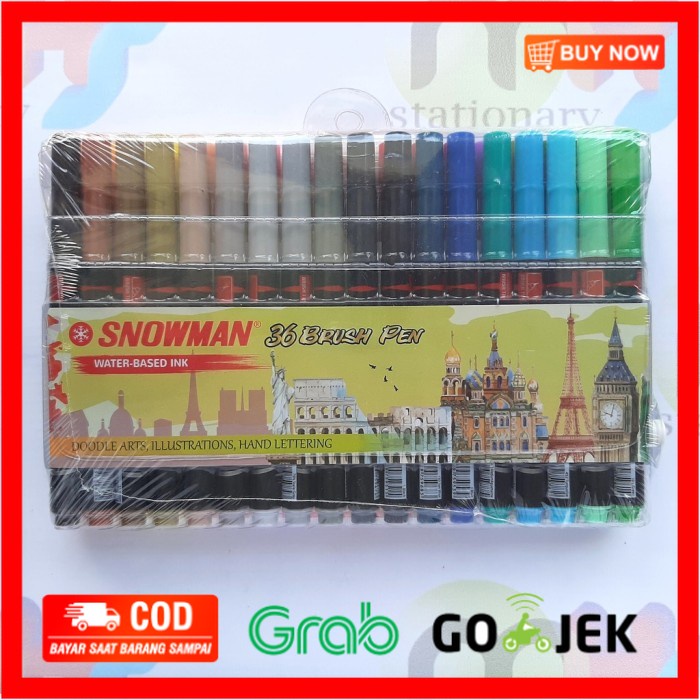 

(BISA COD) PAKET 36 WARNA SNOWMAN BRUSHPEN BRUSH PEN KUAS SPIDOL KALIGRAFI WARNA - paking pabrik