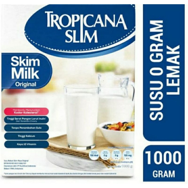 

Tropicana Slim Skim Milk Original 1000gr Box Susu Tanpa Lemak