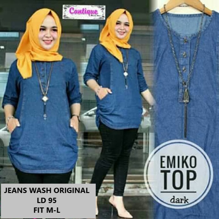 emiko top jeans wash premium blouse