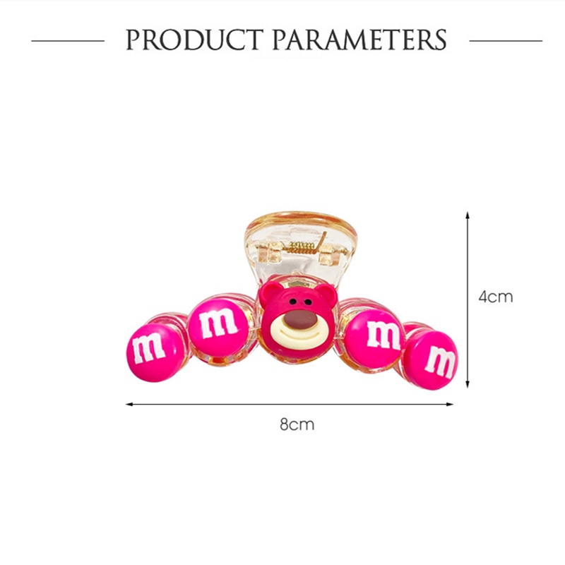 Tangkapan Gadis Beruang Merah Muda Strawberry Yang Lucu Kartun M Bean Medium Hiu Clip Aksesoris Rambut Mode Musim Panas