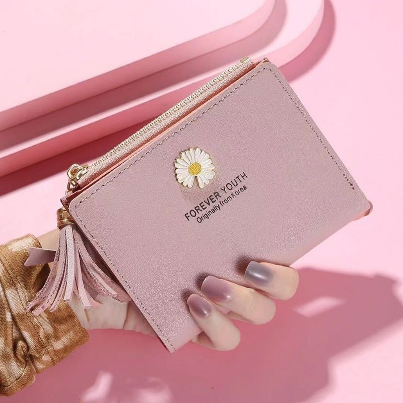 (COD) DOMPET KECIL MOTIF BUNGA DAISY MINI/DOMPET LIPAT-DK 010 Ungu