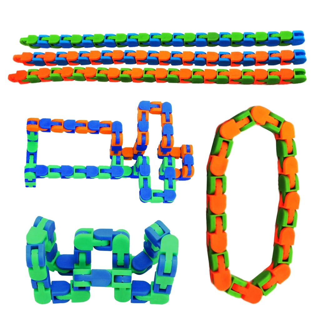 24 Links Tracks Folding toy / Snake Puzzles Classic Sensory Toy Wacky Tracks Snap and Click Fidget Decompression Toys Kids Toys