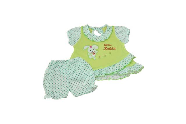 Setelan Baju Bayi Perempuan Hello Rabbit/Dress Bayi/Setelan Lengan Pendek Bayi