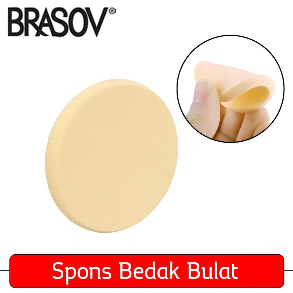 BRASOV Spons Bedak/ Foundation/ Sponge Puff Make Up Tools Bentuk Kotak Bulat